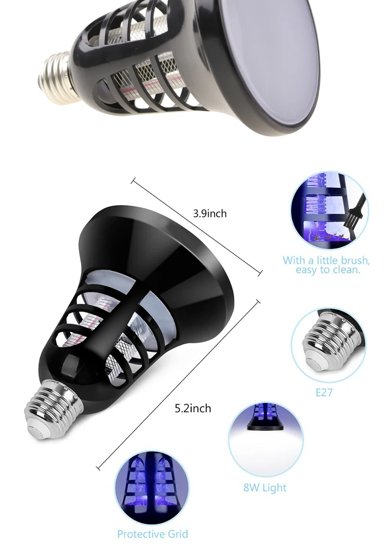 [LTOON] светодио дный Mosquito Убийца лампы USB мухобойка E27 против комаров электрические ловушка 8 Вт Открытый насекомых для дома Garden110V 220 В