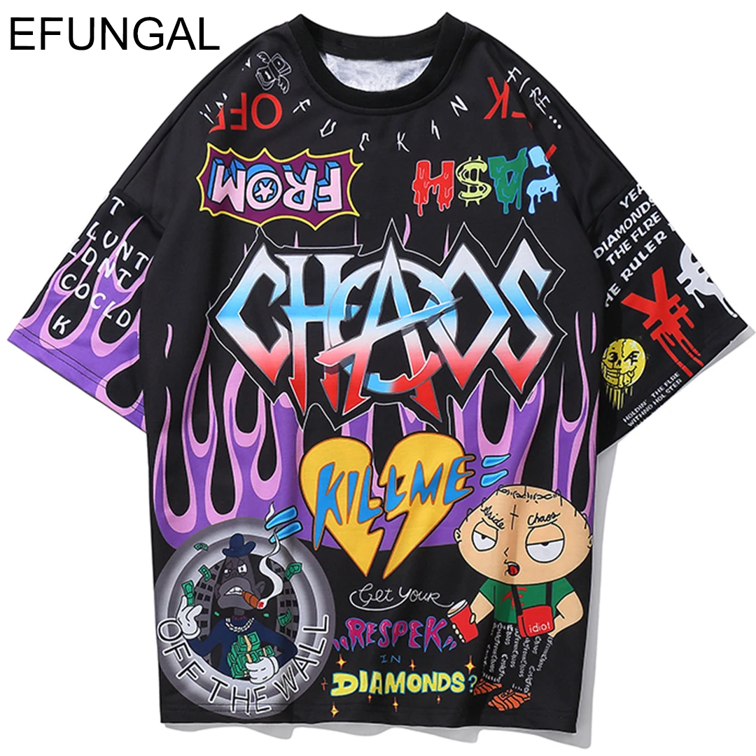 

EFUNGAL Graffiti 3d Print T Shirt Men Women 2019 Summer Hawaii Short Sleeve T-shirts Oversize Casual Streetwear Hip Hop Top Tees