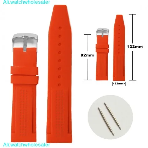 22mm Orange Color Silicone Jelly Rubber Ladies Watch Band Straps WB1075H22JB