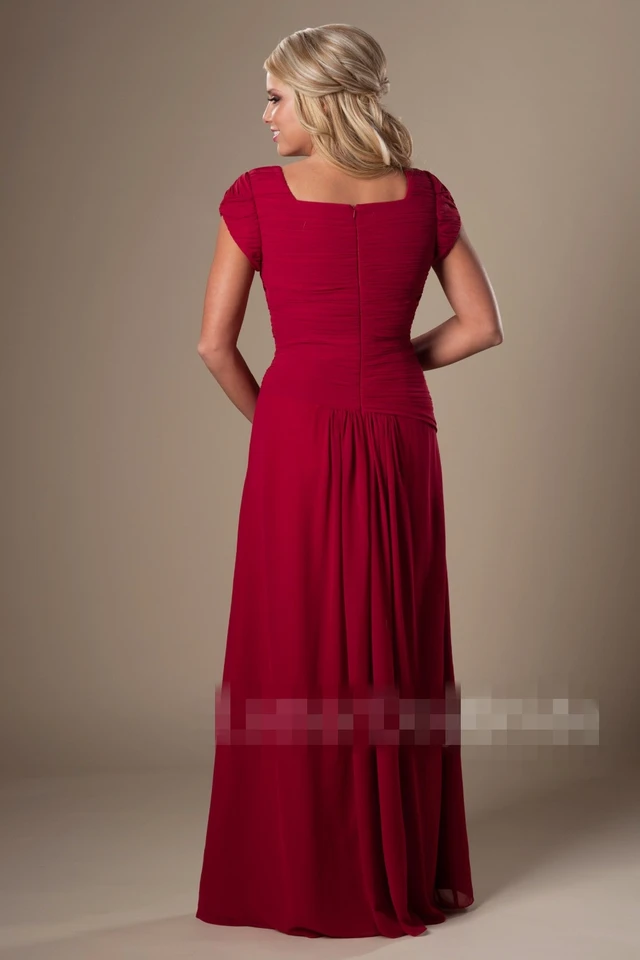 modest red bridesmaid dresses
