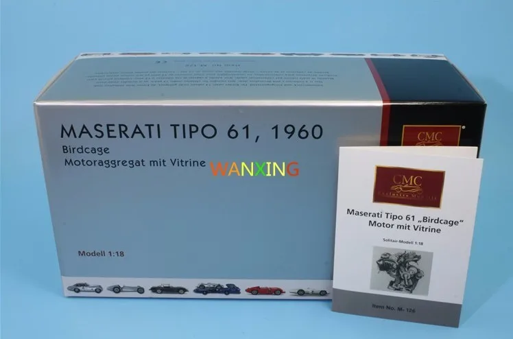 Изысканная модель CMC Maserati в масштабе 1/18, птичья клетка, модель двигателя, игрушки из сплава, хобби, деревянная база, коллекция подарков
