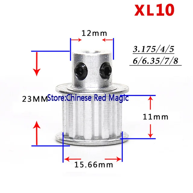 GT2 10 зуб зубчатый шкив Алюминий 3D-принтеры Запчасти XL10 диаметр 3,17/4/5/6/6,35/8 мм часть синхронное колесо Шестерни с зубами винта