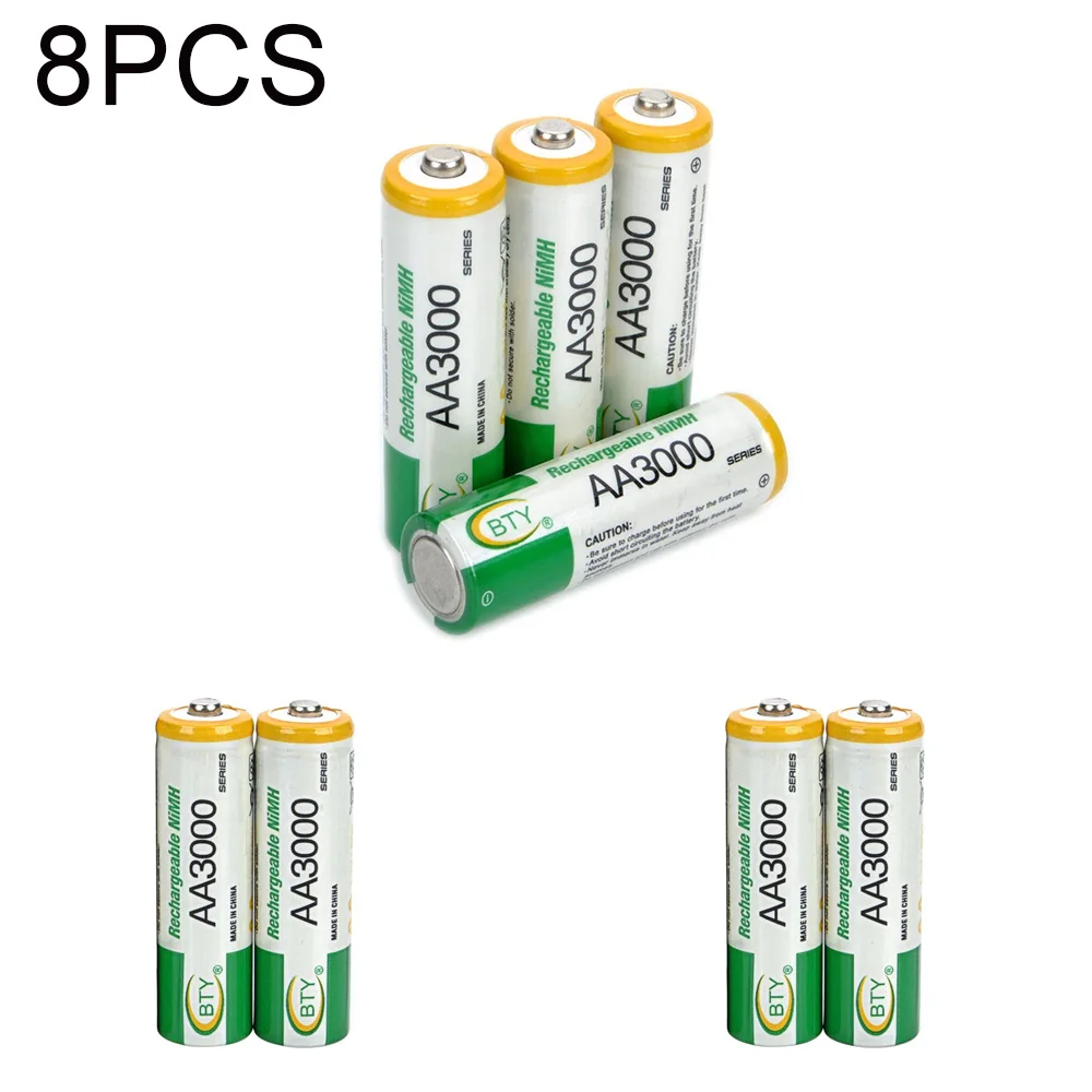 8PCS high quality 100% New Original AA battery 1.2V 3000mah AA battery rechargeable BTY Ni-MH flashlight lithium ion battery