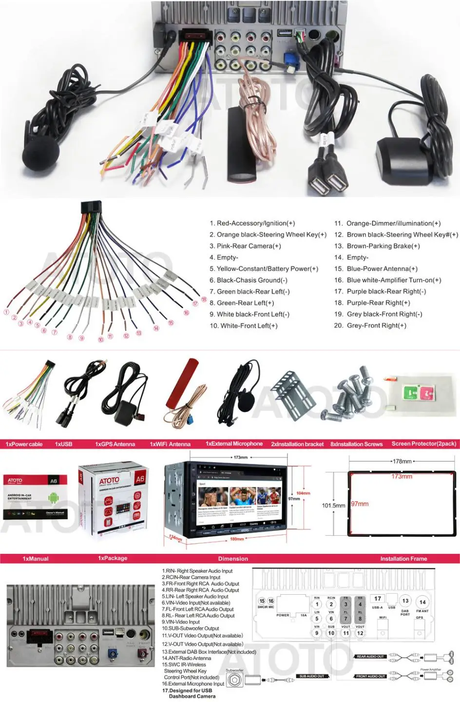 ATOTO A6 2Din Android Автомобильный gps навигатор стерео плеер/2* Bluetooth/A6Y2721PB 2G+ 3 2G/2A Быстрая зарядка/Indash Мультимедиа Радио/WiFi