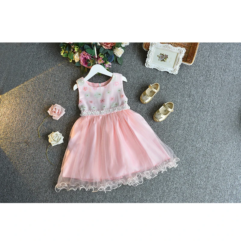 Платья для девочек с надписью «LOVE DD& MM» г., новая летняя детская одежда милое пышное платье принцессы с кружевной отделкой и жемчужинами и цветами