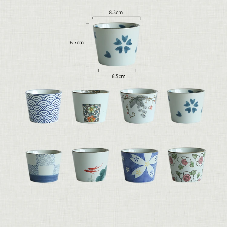 Японский HENGFENG подглазурная цветная ручная роспись керамическая чашка прямая чашка для чая чашка для завтрака