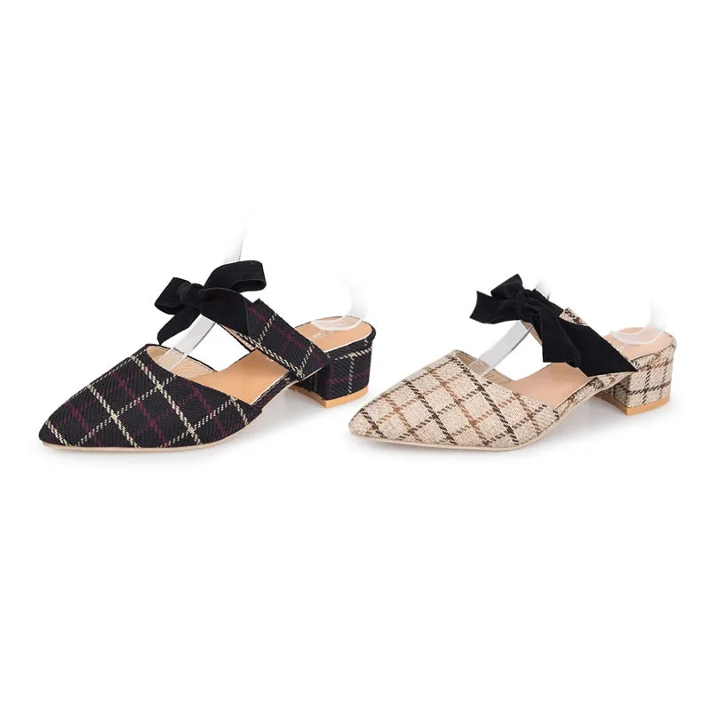 2019 New spring and summer women's shoes bow fashion women's slippers high heel pointed women's shoes