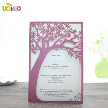

Unique customized laser cutting tree party decorating newest design wedding invitation cards