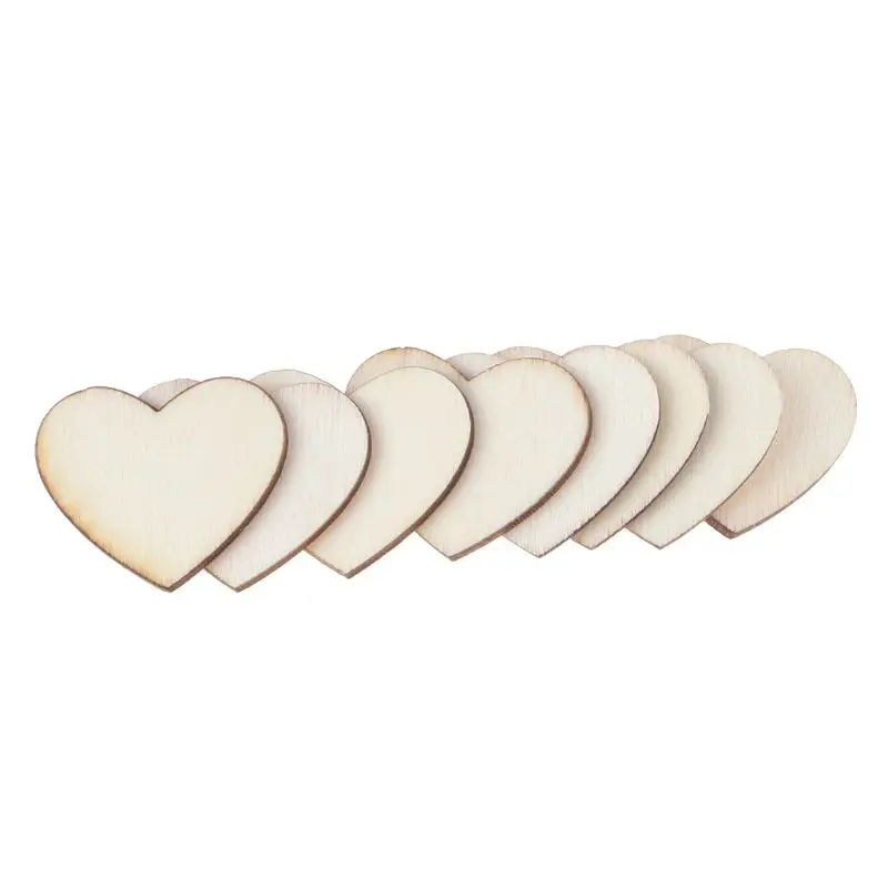 120 шт DIY сердце любовь пустой натурального деревянные диски украшения заготовка для рукоделия предложение свадебных декоров