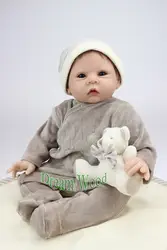 Новый 55 см силикона Reborn Baby Doll игрушка с тканью Средства ухода за кожей моделирование для маленьких мальчиков Best подарок на день рождения