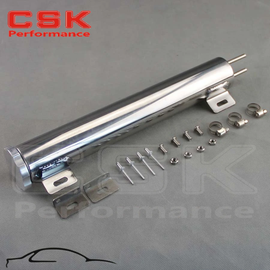 2" x 13" POLISHED STAINLESS STEEL 18 OZ RADIATOR OVERFLOW TANK BOTTLE