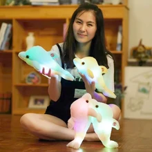 1pc 32cm Creative Luminous Plush Dolphin Doll Glowing LED Light Plush Animal Toys Colorful Doll Pillows Kids Children’s Gift