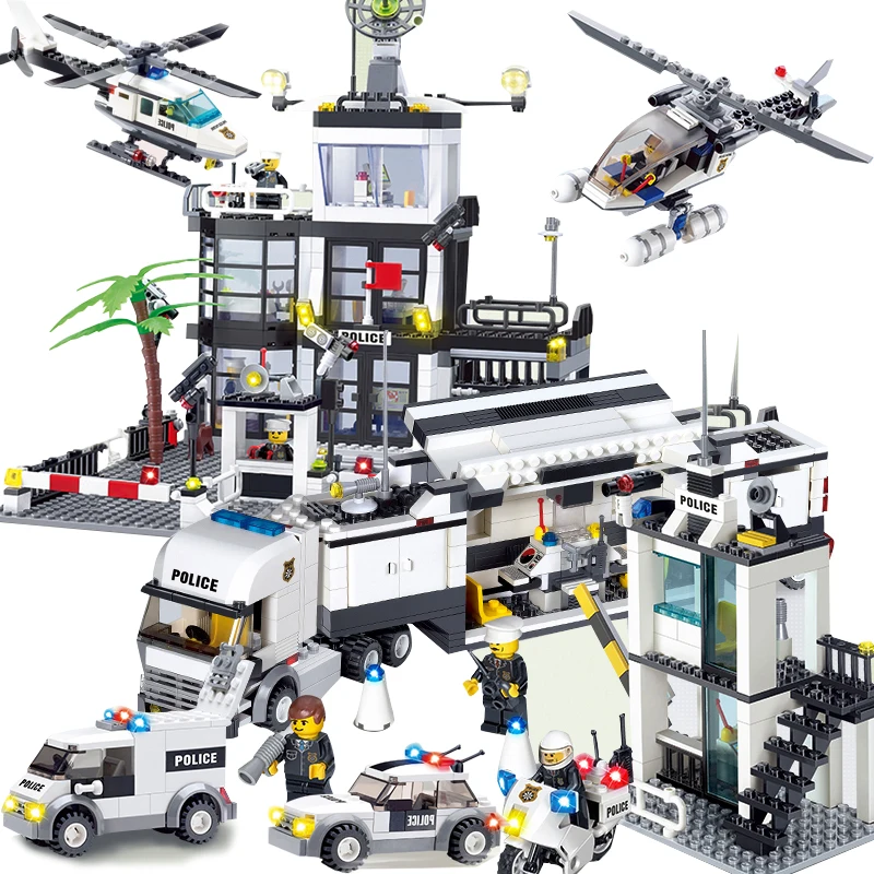 Kids Toys City Street Police Station sets Cars Trucks compatible legoeings model Building kits Blocks cops vehicle boats Bricks Kids Toys City Street Police Station sets Cars Trucks compatible legoeings model Building kits Blocks cops vehicle boats Bricks