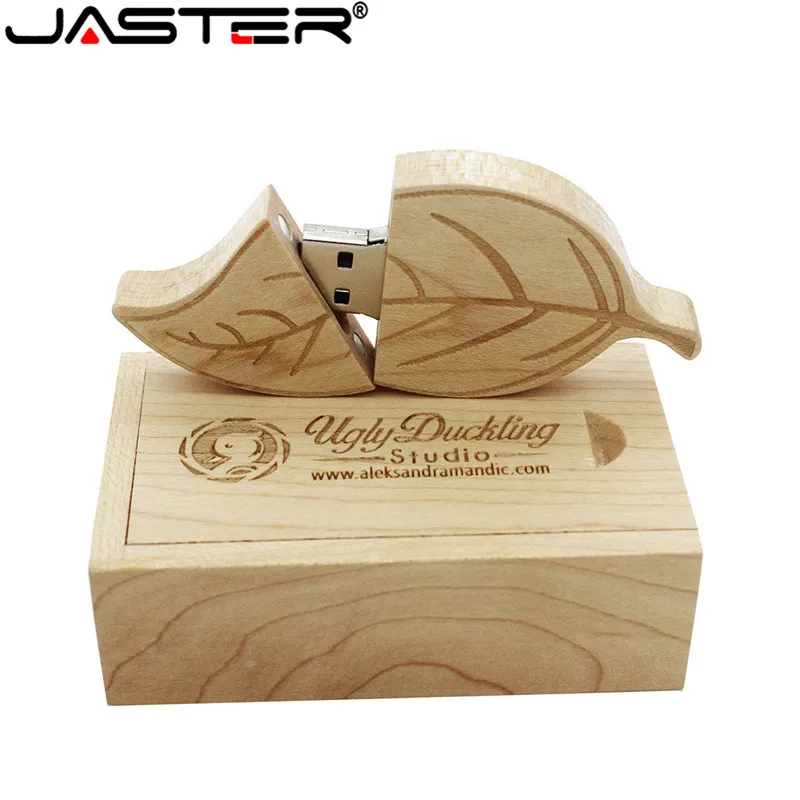 JASTER USB 2,0(10 шт. бесплатный логотип) деревянный лист+ коробка usb флеш-накопитель карта памяти листья Флешка 8 ГБ 16 ГБ 32 ГБ 64 Гб подарок