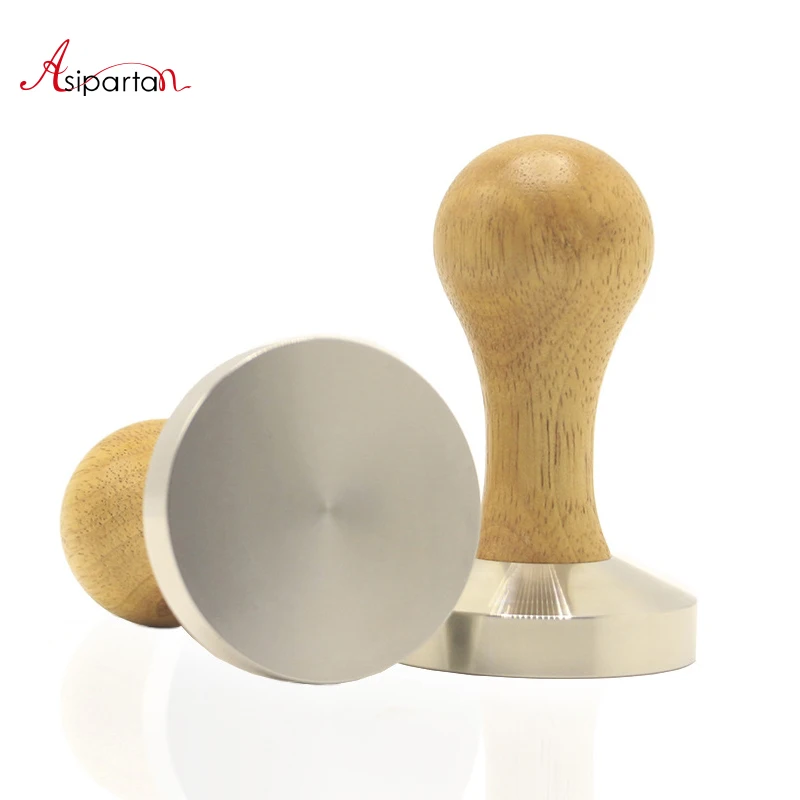 Asipartan Wooden Handle Coffee Tamper 58mm Stainless Steel Flat Base Coffee Beans Pressure Powder Hammer Cafe Barista Tool Asipartan Wooden Handle Coffee Tamper 58mm Stainless Steel Flat Base Coffee Beans Pressure Powder Hammer Cafe Barista Tool