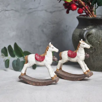 

Country Vintage Bell Pony Rocking Horse Decoration Christmas Fun Scene Decoration Gift Desk Ornaments Living Room Decor M1758