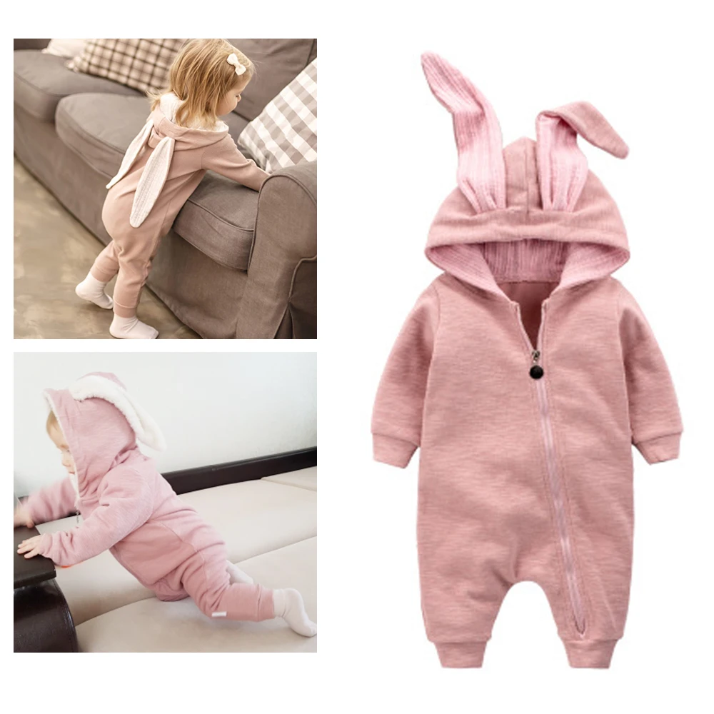 

2018 Newborn Infant Baby Girl Boy Clothes Cute 3D Bunny Ear Romper Jumpsuit Playsuit Autumn Winter Warm Bebes Rompers One Piece