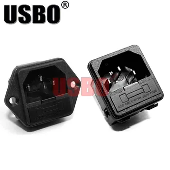 

Supply Black Copper 10A 250V IEC320-C14 with FUSE universal electrical AC power socket PDU industrial cabinet wiring socket