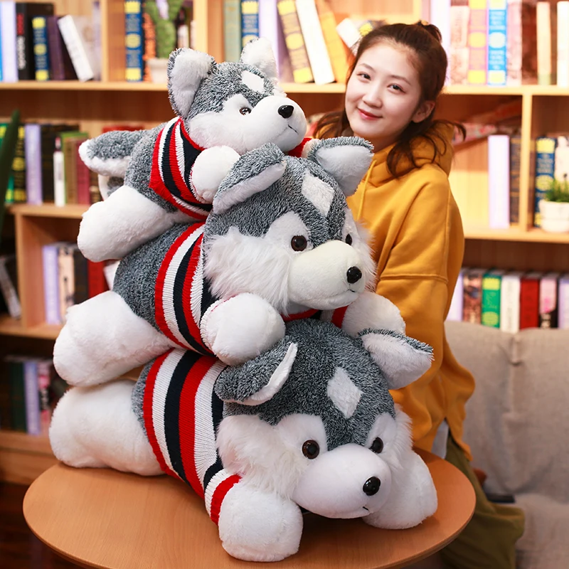 Dorimytrader New Hot Husky Plush Toy Giant Soft Cute Dog Doll Pillow for Girl Children Gift Sofa Deco 35inch 90cm DY50671