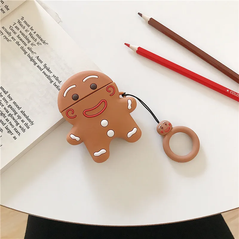 Корейские модные милые улыбающиеся лицо имбирный человек Airpod чехол для Apple Airpods 1/2 мягкий силиконовый наушник чехол кольца ремни