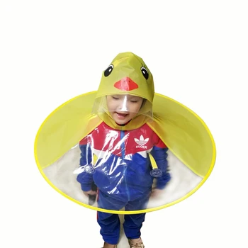 

Yellow Duck Kids Raincoat UFO Cap Umbrella Automatic Folding Umbrella Children Hat Creative Raincoat Gift Student Woman Rain Hat