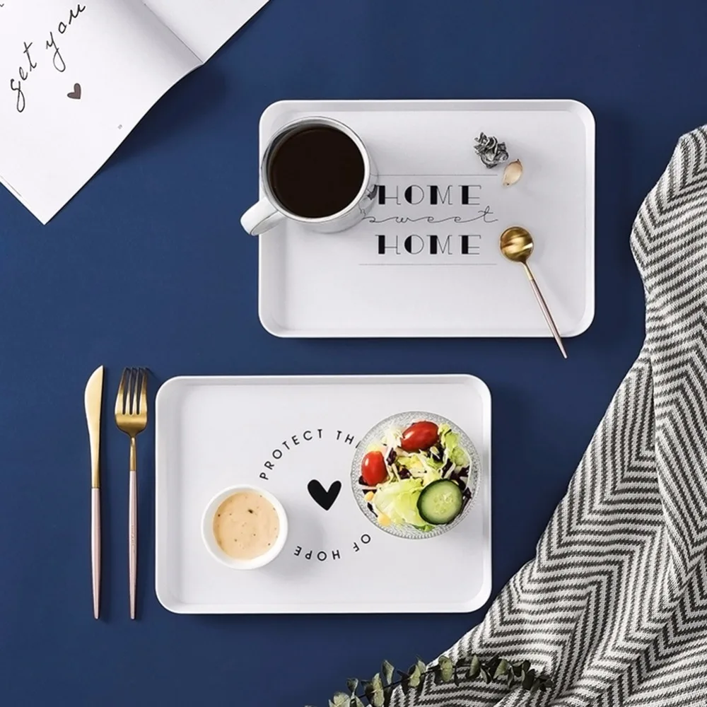 

Nordic Style Plastic Dessert Serving Tray Tea Breakfast Bread Tray Snack Plate Storage Plates Square Accessories Cosmetics Dish