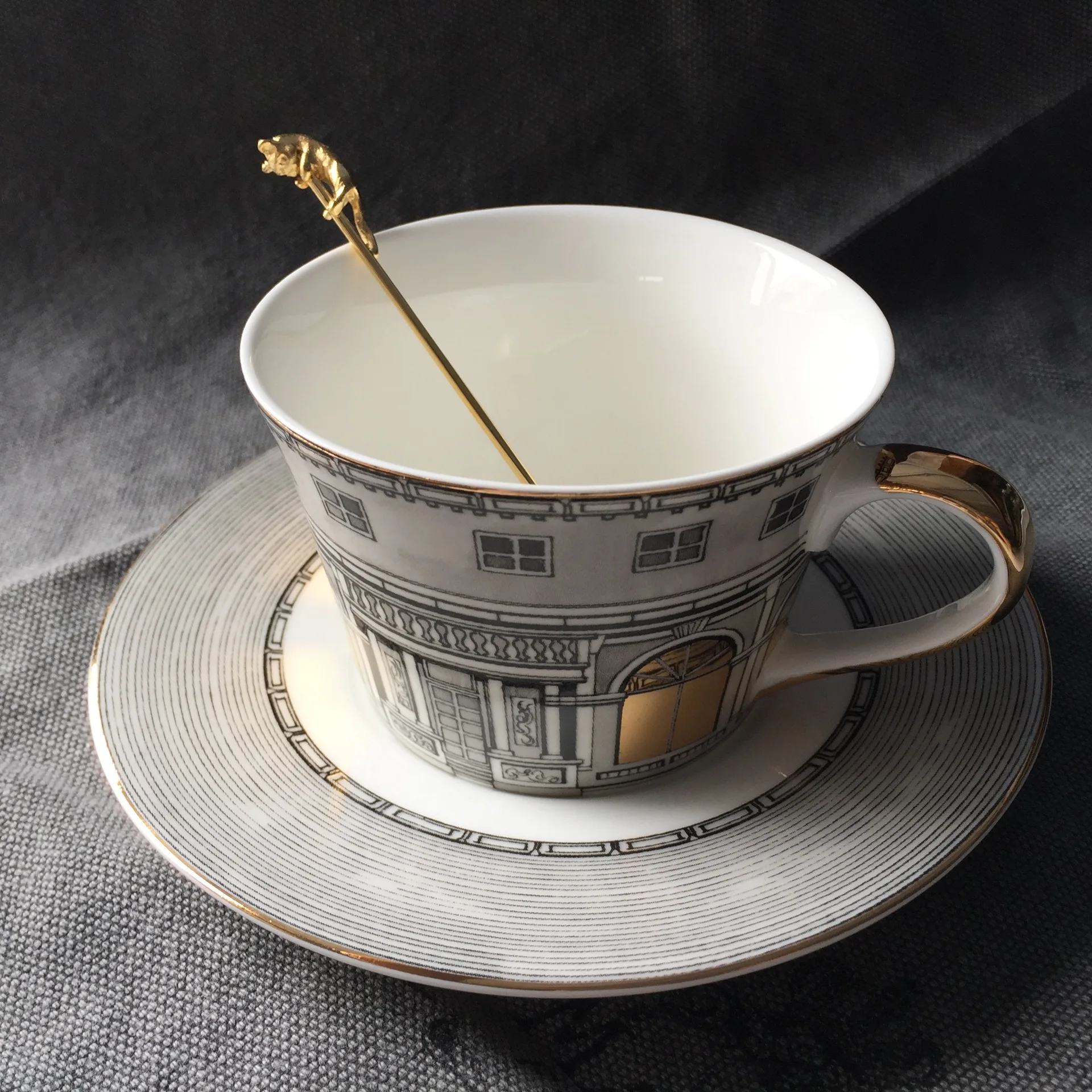 Fornazetti чайная чашка скандинавские кости Золотое окно Ретро лебединый замок Классический ветер кофейная чашка украшение дома(не содержит ложку