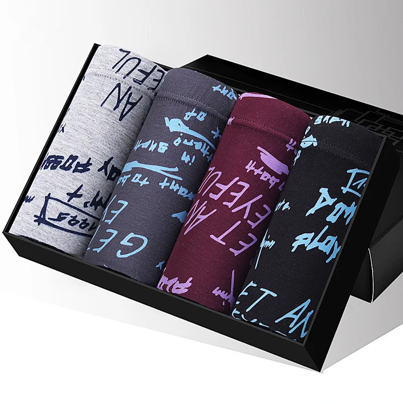 Goedkoop 2019 Nieuwe mannen Modal Trunks Ademend Comfortabele Brief 4 Stuks Stuks Lot Ondergoed Mannen Goedkope Boxer Shorts Sexy Gay shorts Mannelijke