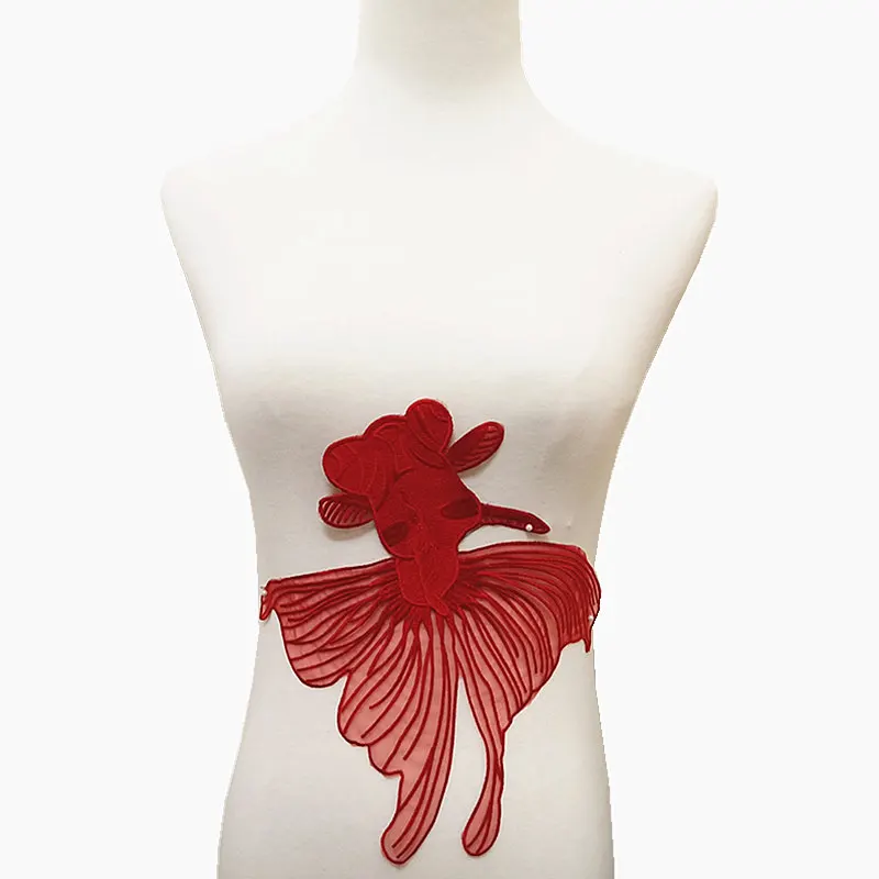 Embroidery Goldfish Patch Embroidered Fish Patches (8)