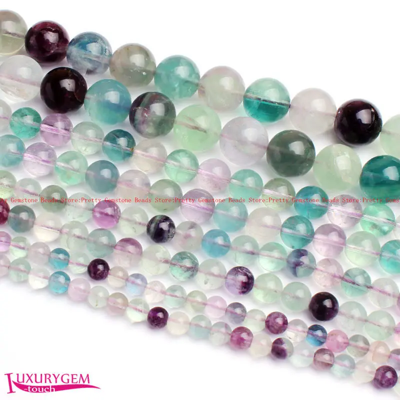 

Free Shipping 6,8,10,12,14mm Smooth Natural Multicolor Fluorite Stone Round Shape DIY Gems Loose Beads Strand 15" wj324