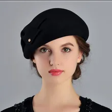 Женская шерстяная Кепка с бабочкой, осенне-зимний берет, Кепка-котелок, шапка с тыквой, купольная Кепка, B-8924