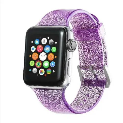 Спортивный ремешок блеск браслет побрякушка для Apple Watch iWatch серии 1/2/3/4 - Цвет ремешка: Purple