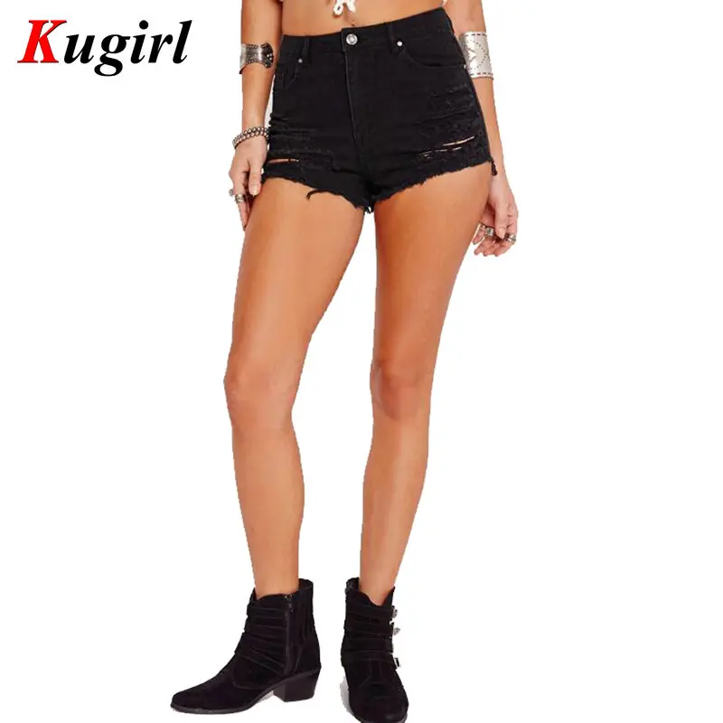 Donne Nero Strappato Pantaloni Corti jeans strappati Shorts per le donne  Foro vita alta jeans Shorts donna Distressed Brevi jeans pantalon|jeans  shorts for women|ripped jean shortsshorts for women - AliExpress