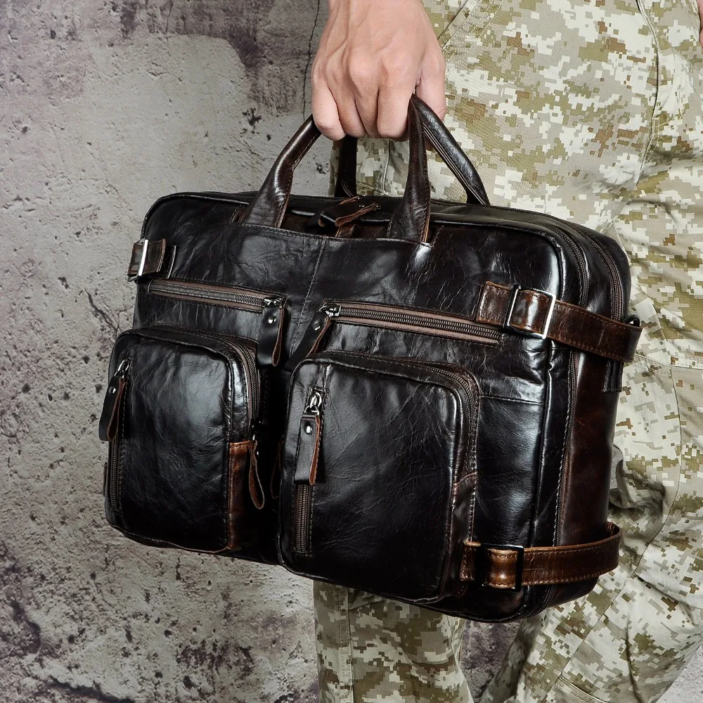 Genuine Leather man design multifunction purpose Maletas Maletin business briefcase 15" laptop bag Tote Portfolio bag k1013