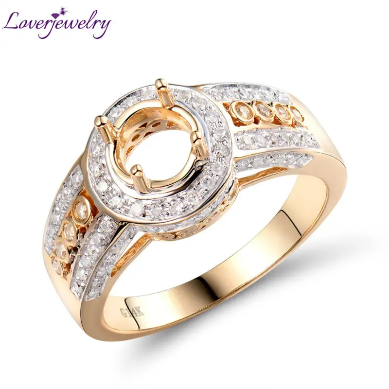 

Hot!Round 6.5mm Diamond Semi Mount Rings Solid 14Kt Yellow Gold,Dia Setting Rings For Sale SR0059