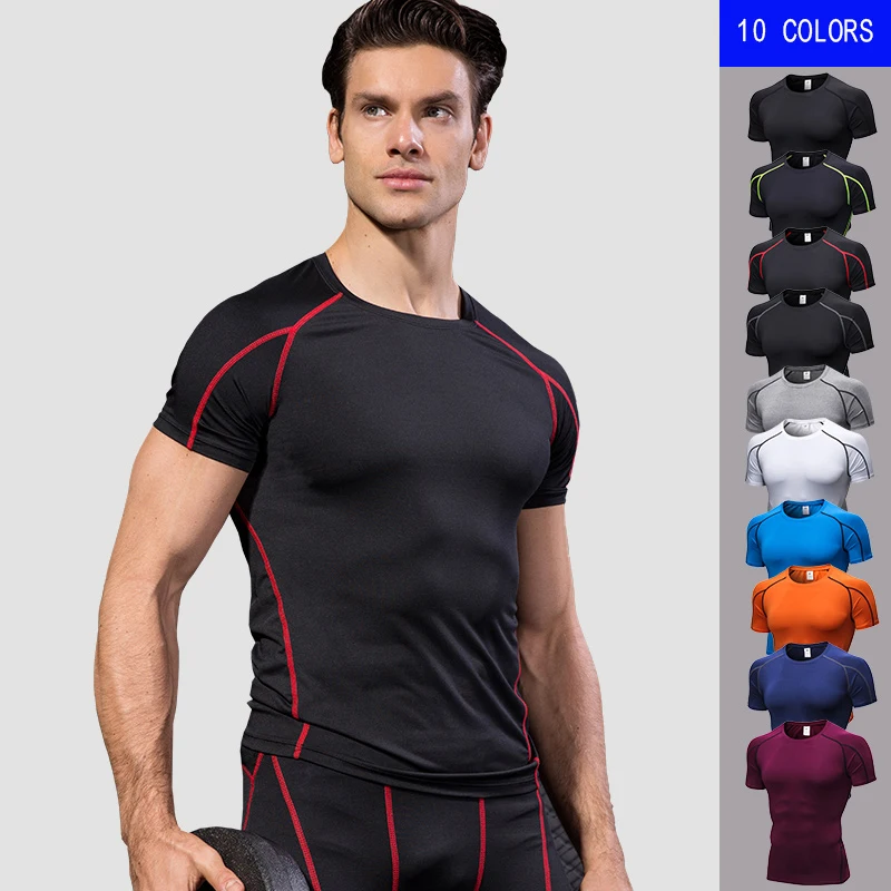 Mens Sportswear Quick Dry Fitness Tight Compression shirts Running T