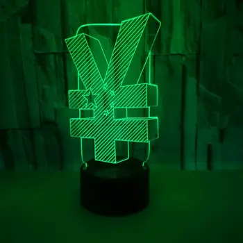 

Monetary Symbol Customized 7 color 3d Nightlight Remote Control Touch 3d Table Lamp Christmas decorative Desk Lamp