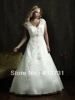 W271 New Arrival A Line Sweetheart Appliques Organza Plus Size Wedding Dresses With Sleeves 2013
