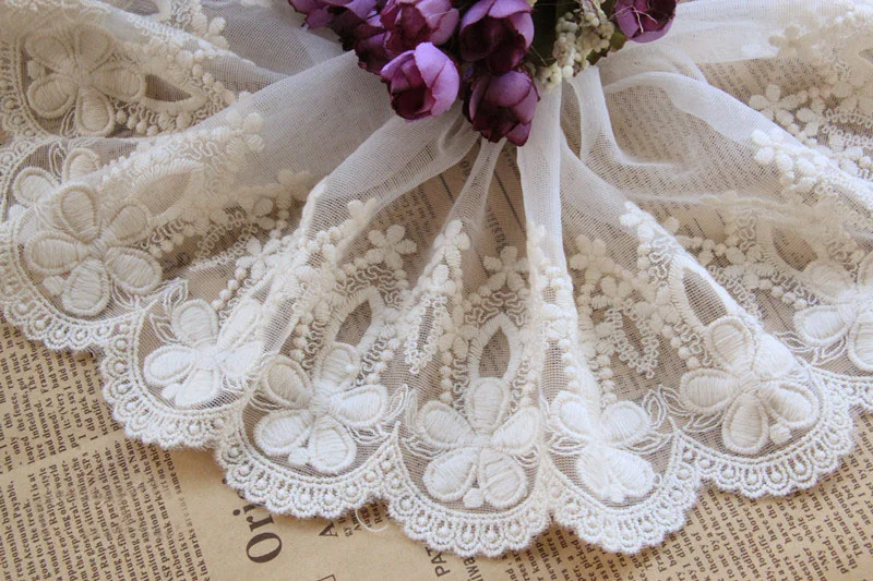 5 yard 15cm 5.9" wide black/ivory/beige tulle gauze dress mesh