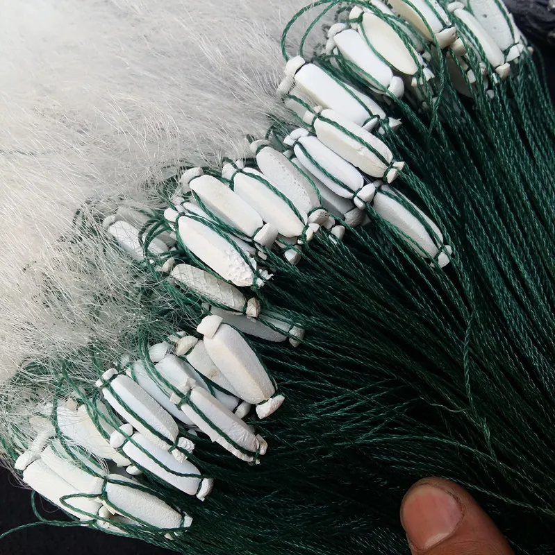 8Mx0.8M  Clear Green White Fishing Net with Float Fish Trap Monofilament Small Mesh Gill Nylon Fish Net Accessory