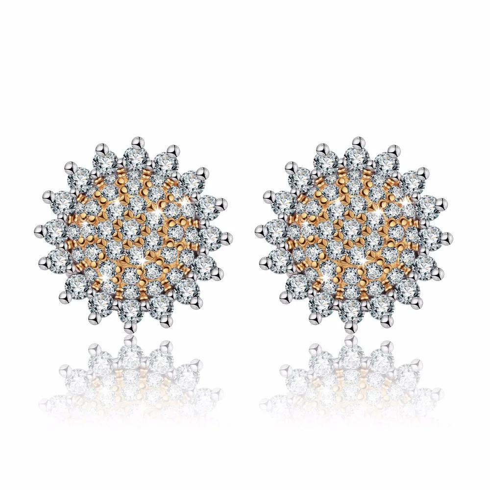 

Angel Caller 925 Sliver Sunflower stud earrings Elegant Cubic Zirconia fashion fine jewelry flower Earring for women CYD023