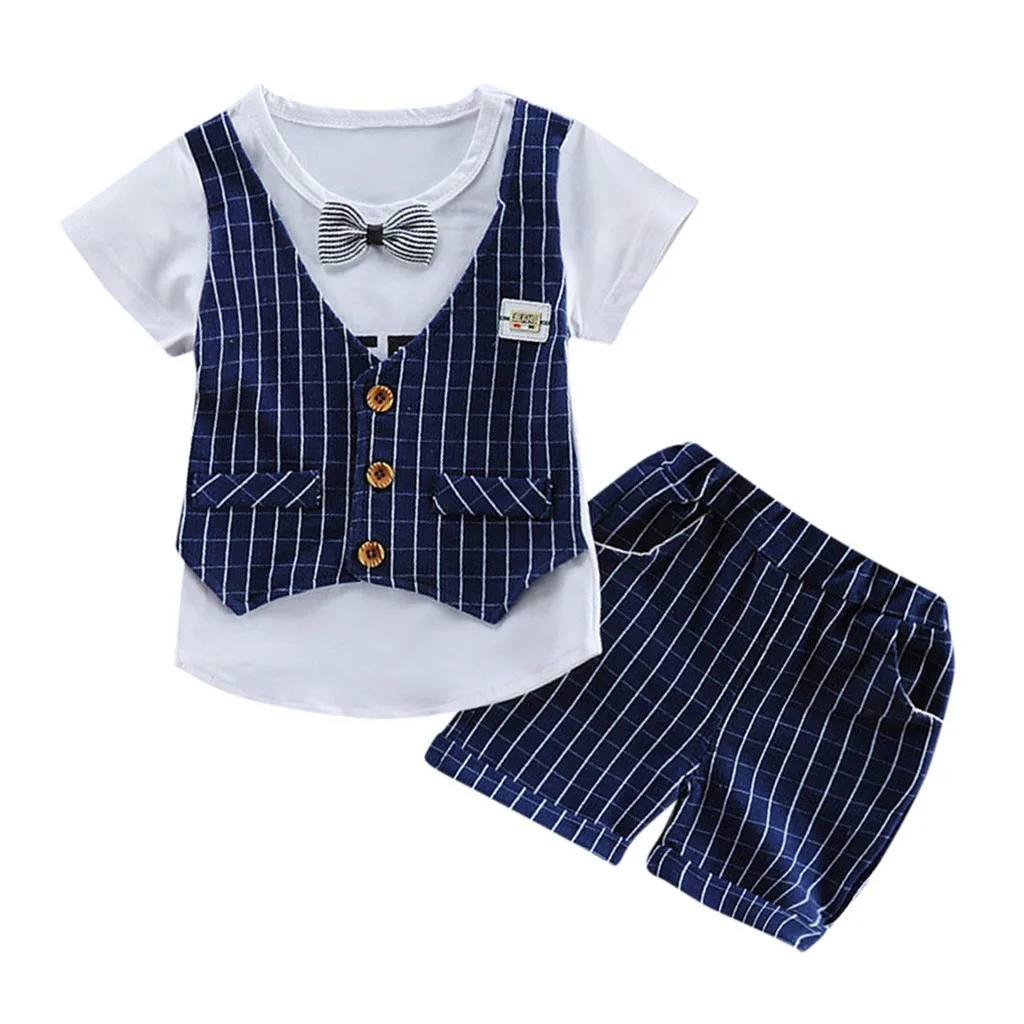 Hot Selling Baby Boys Clothes Suit Children's short sleeved horizontal