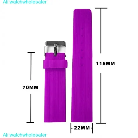 22mm Dark Violet Silicone Jelly Rubber Girls Boys Watch Band Straps WB1071Y22JB