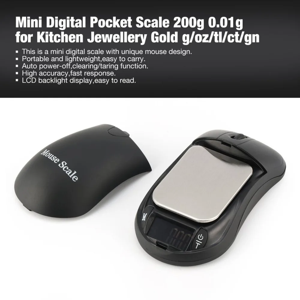 

Mini Digital Pocket Scale 200g 0.01g Precision g/oz/tl/ct/gn Weight Measuring for Kitchen Jewellery Gold Tare Function Weight