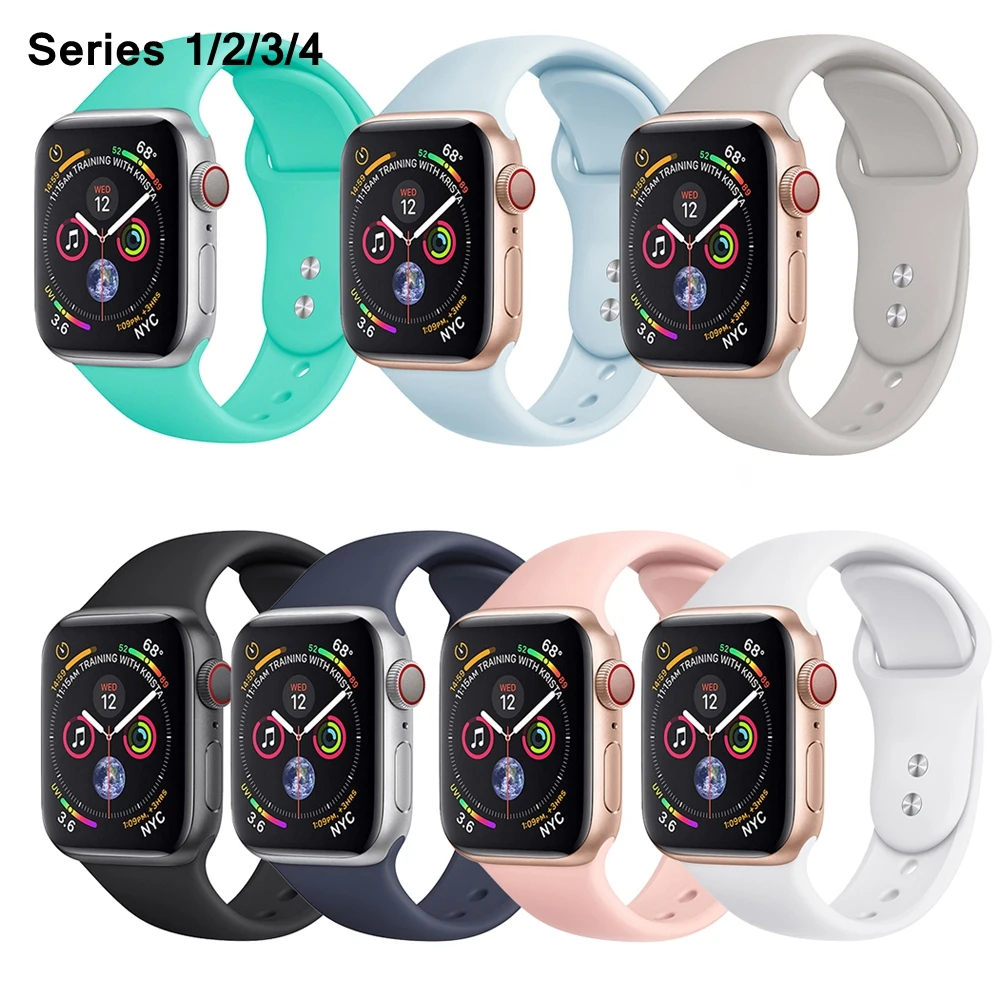 Карамельный цвет мягкий силиконовый ремень для Apple Watch серии 1/2/3/4 40 мм 44 браслет на
