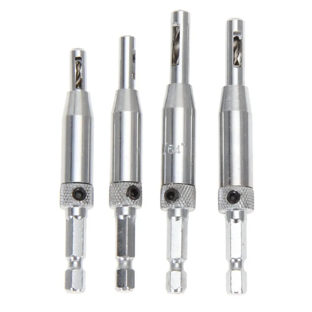 New Arrival 4pcs HSS Self Centering Hinge Drill Bits Set Door