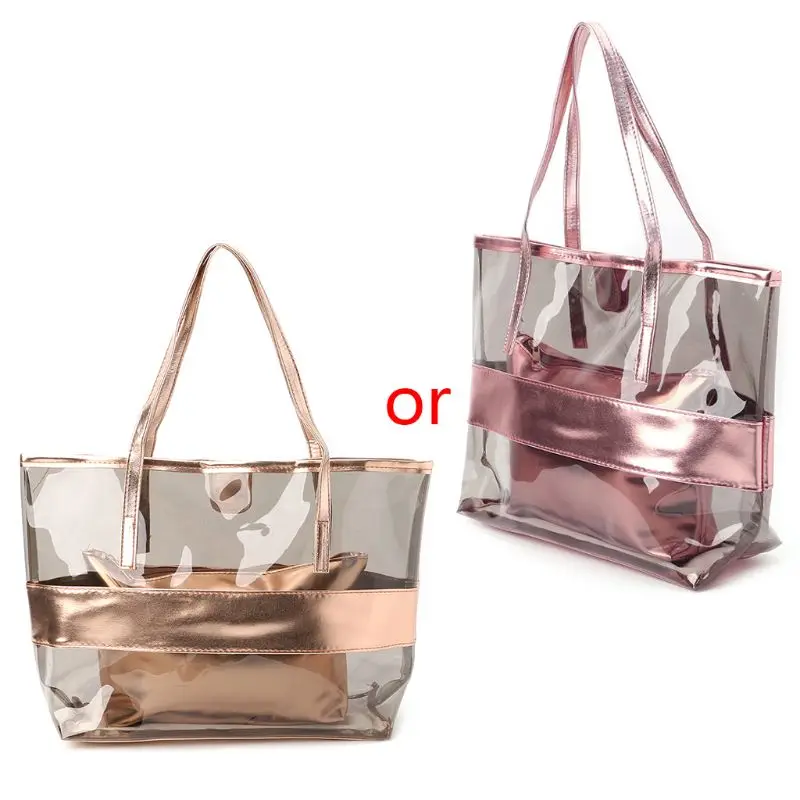 

Women Transparent Shopping Bags Jelly Clear Beach Handbag Tote Shoulder Bag