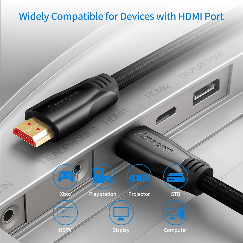 Кабель HDMI-HDMI 2.0a 2.0b, AMPCOM Инженерная серия 4 K HDMI кабель HDMI 2,0 Поддержка 3D Ethernet HDR 4:4:4 для HDTV PS4 PS3