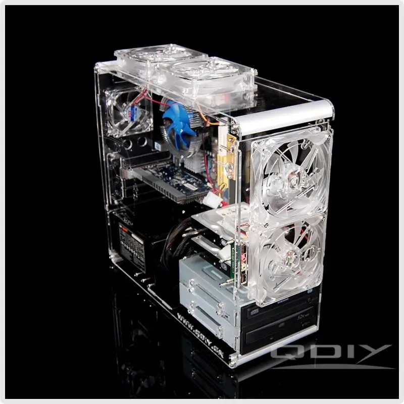 QDIY PC-A006 вертикальный прозрачный акриловый персонализированный Чехол для компьютера