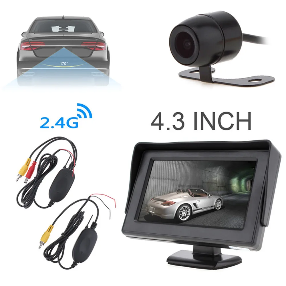 

4.3 Inch HD 480 x 234 TFT-LCD Car Rear View Monitor with 2.4G Wireless Video Transmitter and Receiver + Car Rear View Camera